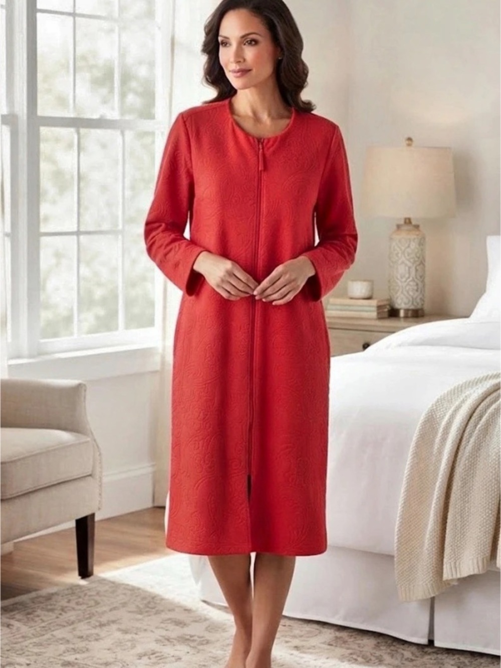 Charter Club super soft Zip Front women’s Robe Christmas Red XL NWT